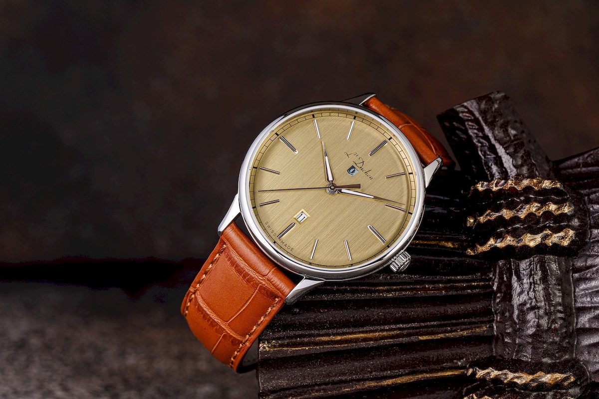 Мужские часы L`Duchen Vintage D 821.15.34, механизм кварцевый, циферблат бежевый, браслет кожа — Изображение 5